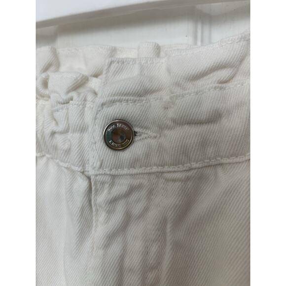 Zara Paper Bag High Rise Cream Lightweight Jeans Size 0 Minimal Barrell Boho - Picture 4 of 7
